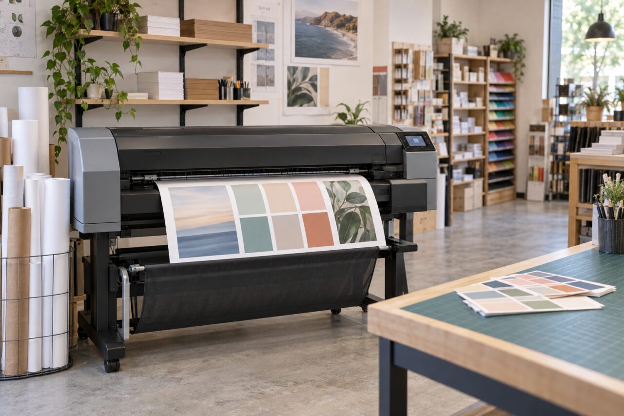 Atelier-boutique d’imprimerie — with a large-format printer
