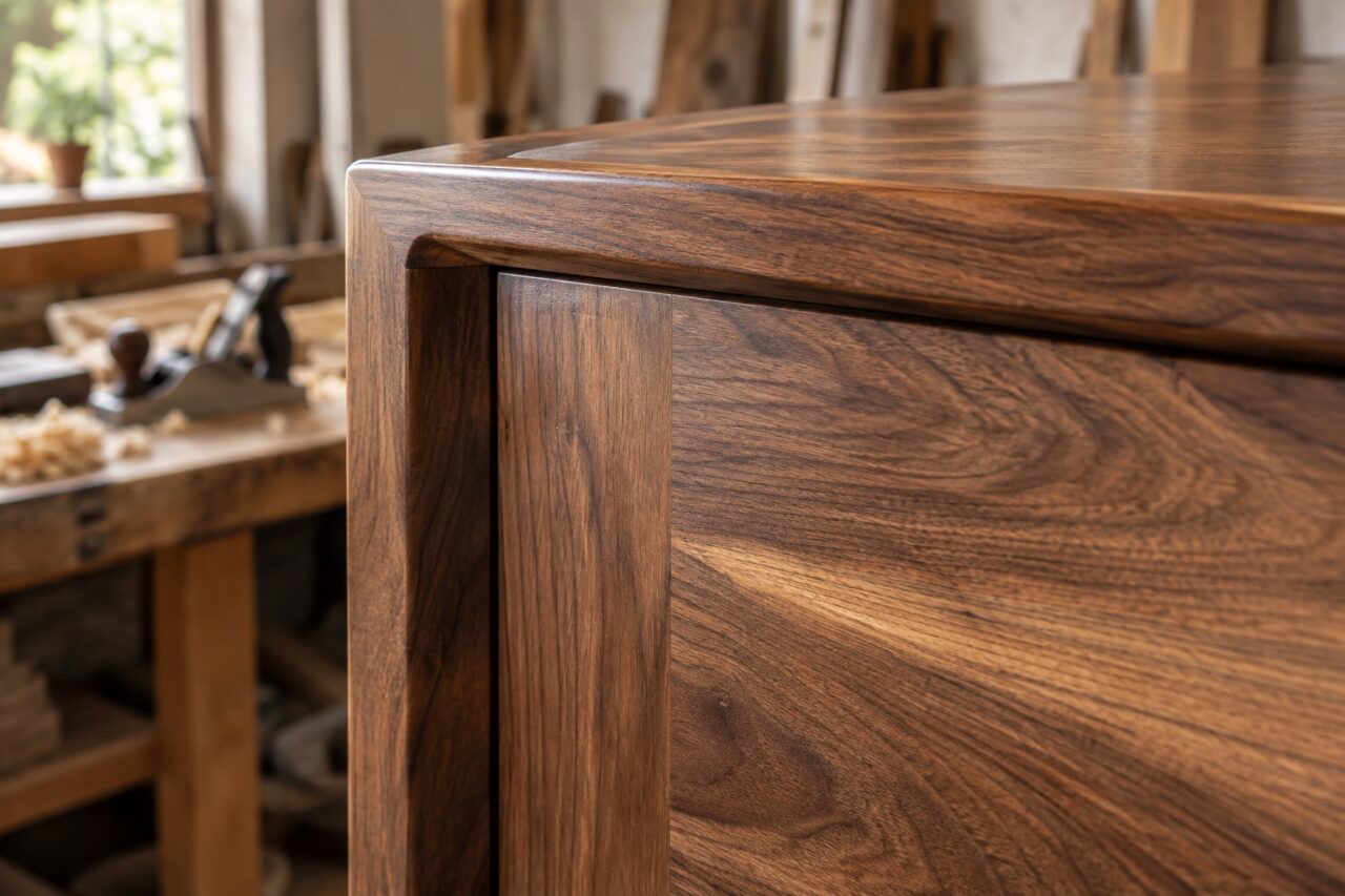 Atelier d’ébénisterie indépendant — a close view of polished grain