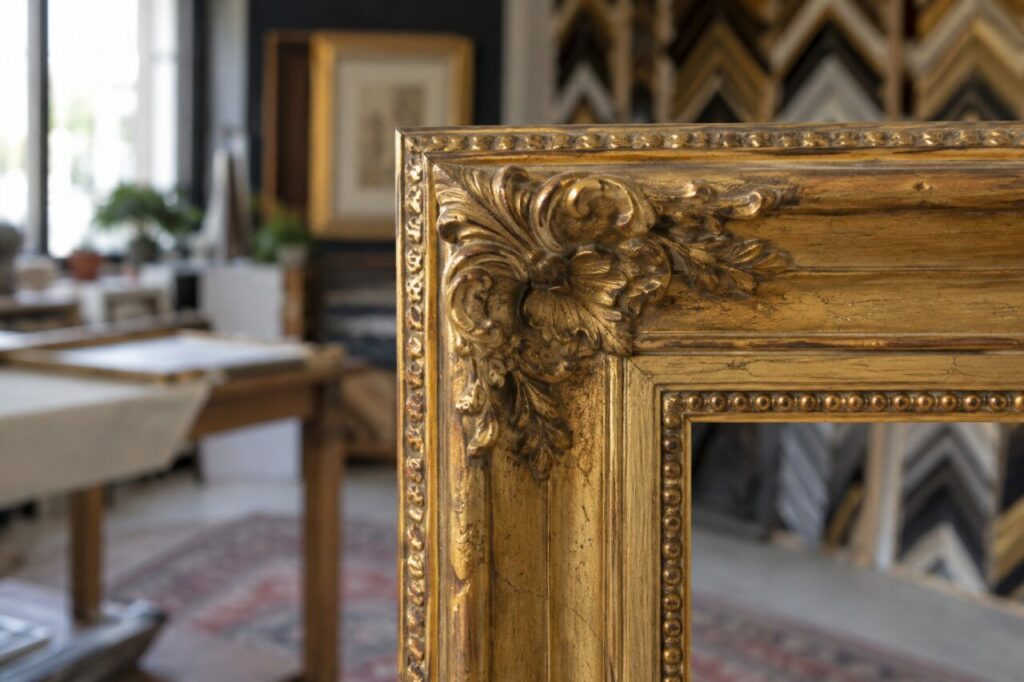 Atelier d’encadrement indépendant — a close view of gilded frame texture