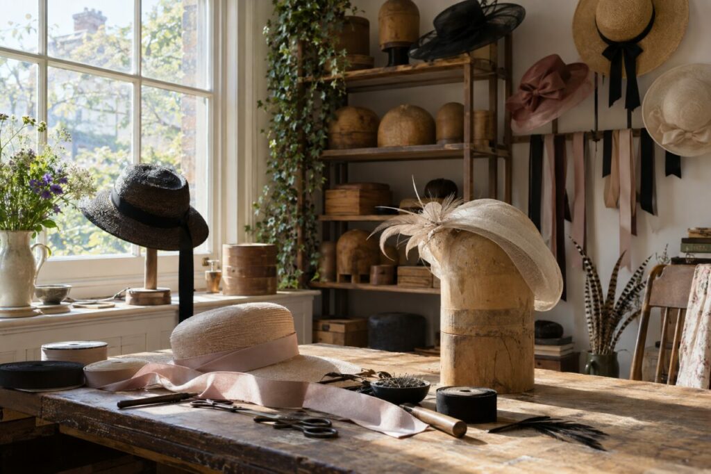 Atelier de modiste indépendant — inside a quiet independent millinery studio
