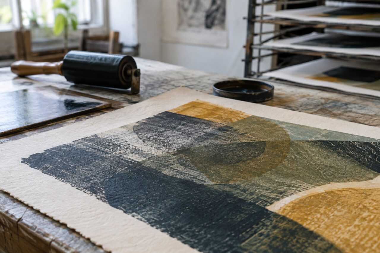Laboratorio indipendente di serigrafia — a close view of layered ink texture