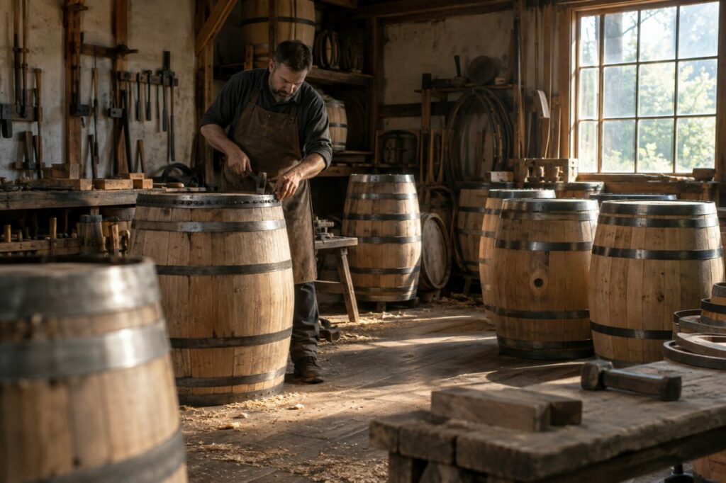 Independent cooperage workshop — inside a quiet traditional cooperage