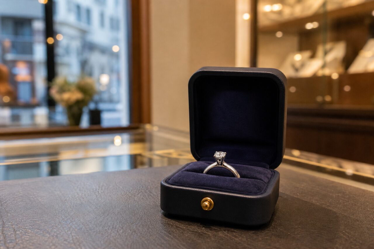 Diamantring im Schmucketui
