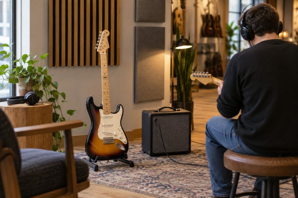 Boutique d’instruments de musique — at a customer test station