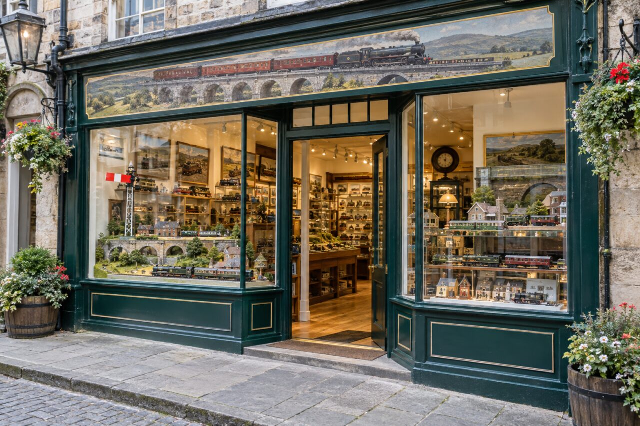 Boutique de modélisme ferroviaire — devanture d’une boutique spécialisée