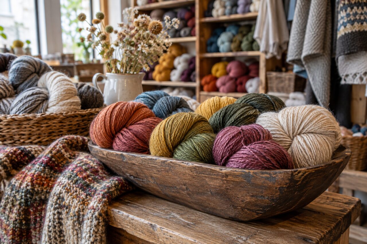 Negozio indipendente di filati e maglia — a close view of colorful wool textures