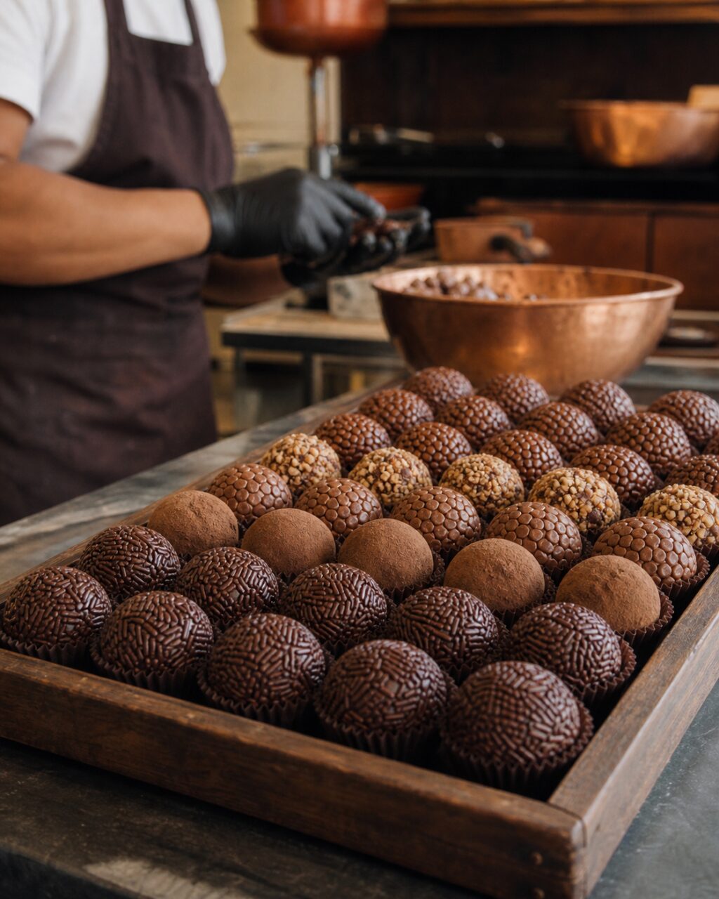Assorted brigadeiros on a tray