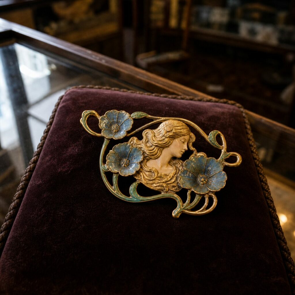 Broche Art nouveau sur velours