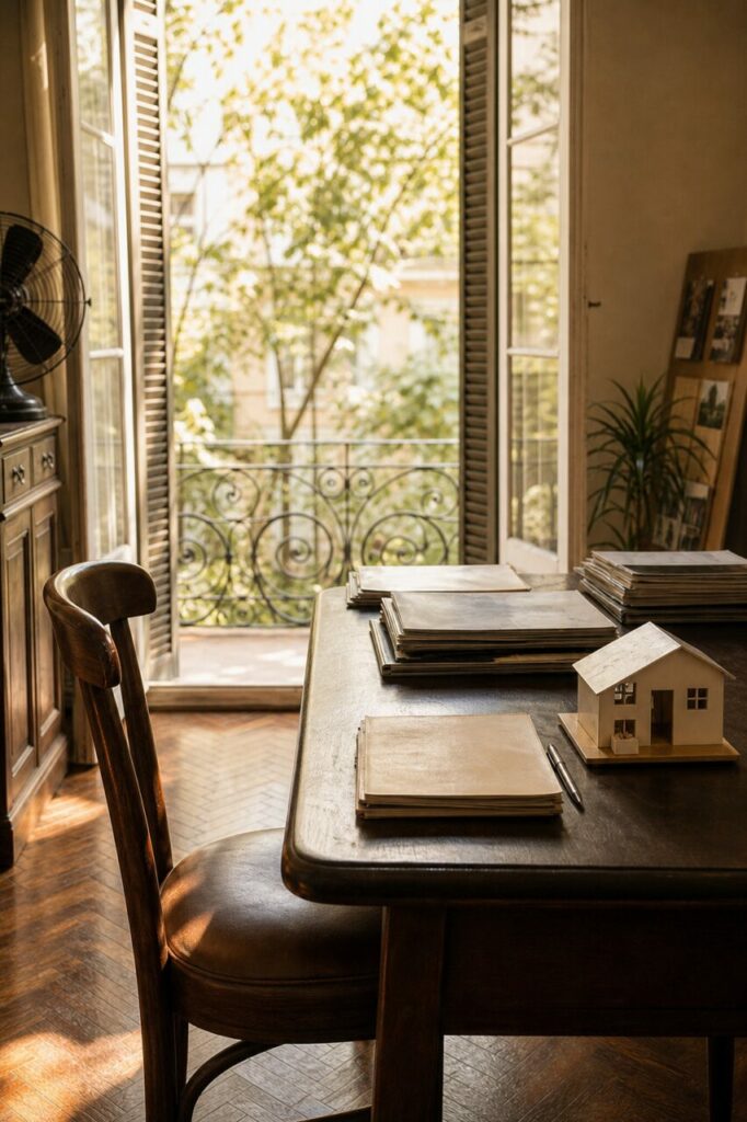 Immobilienbüro in Buenos Aires im goldenen Licht