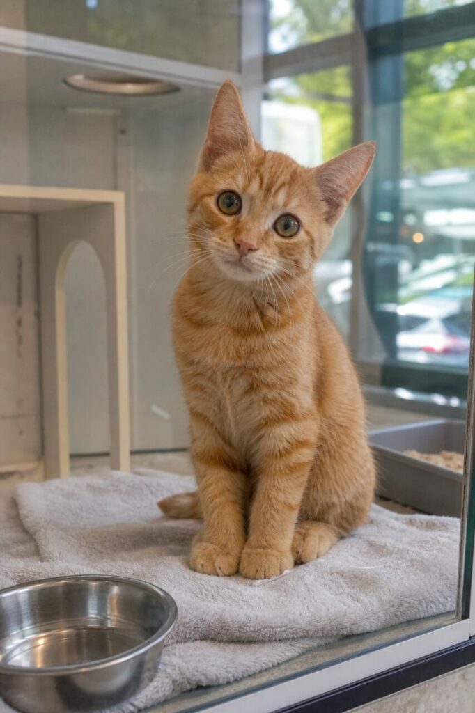 Chaton roux prêt pour une rencontre