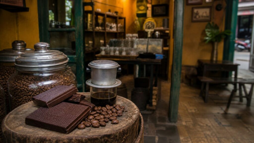 Chocolat et café dans la boutique de Hanoï