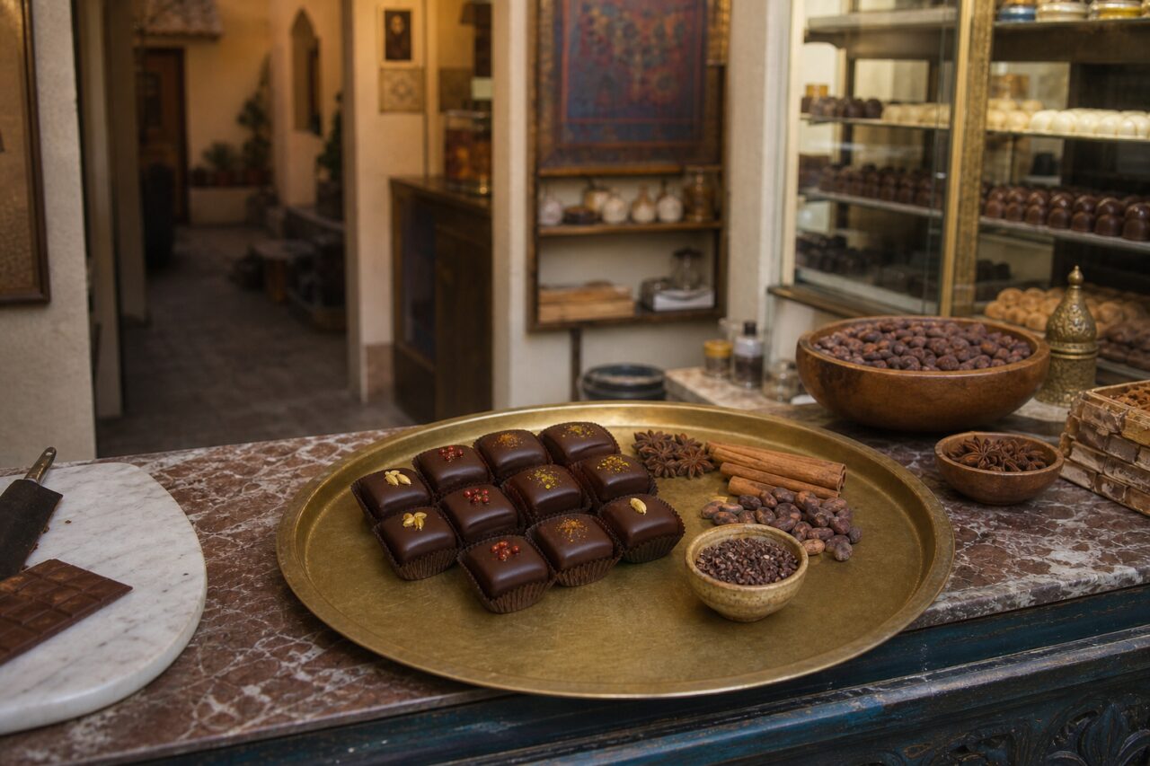 Spiced chocolates in a Marrakech shop