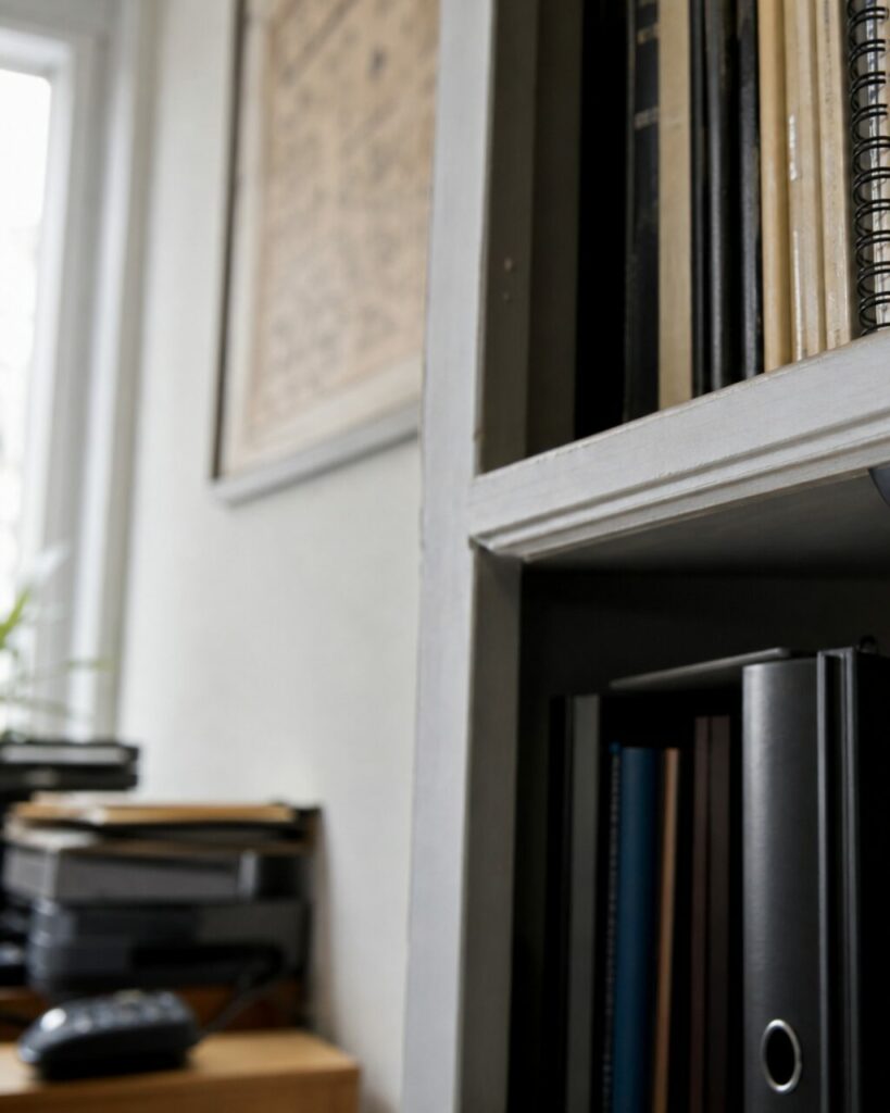 Côté gauche de la bibliothèque près d’une fenêtre claire