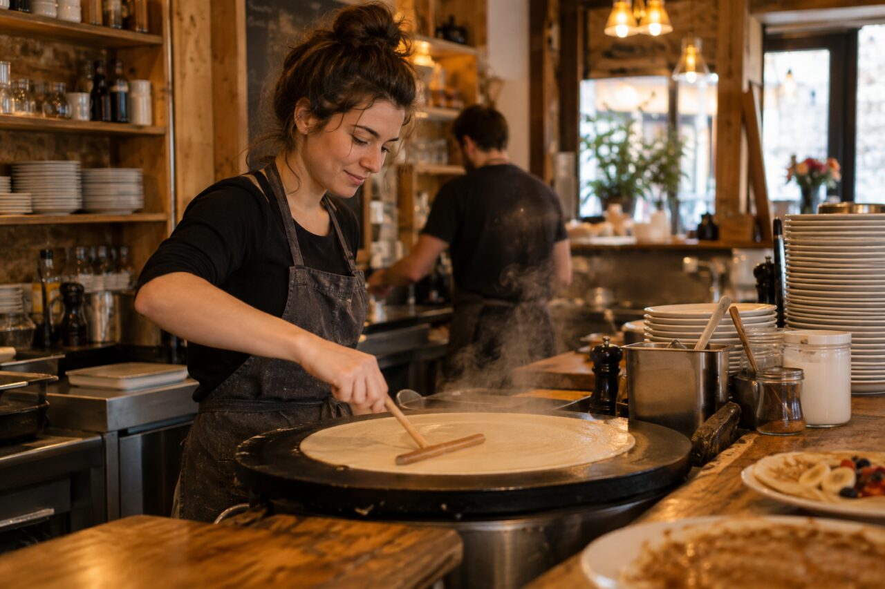 Crêperie artisanale — inside a cozy independent creperie
