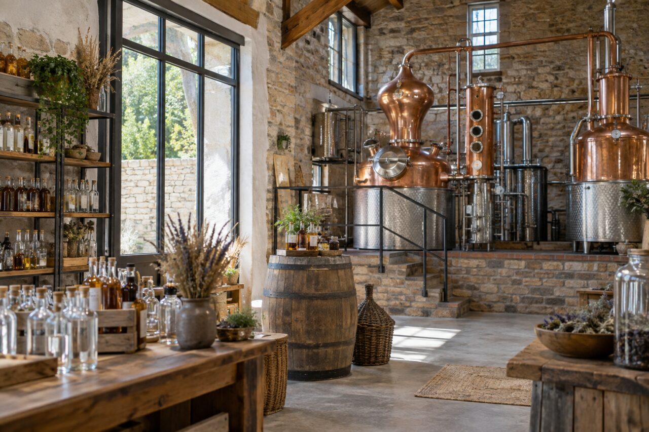 Zelfstandige distilleerderij — with copper stills in a workshop