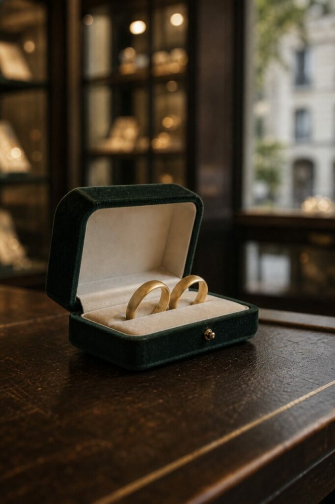 Zijaanzicht van een ringendoosje