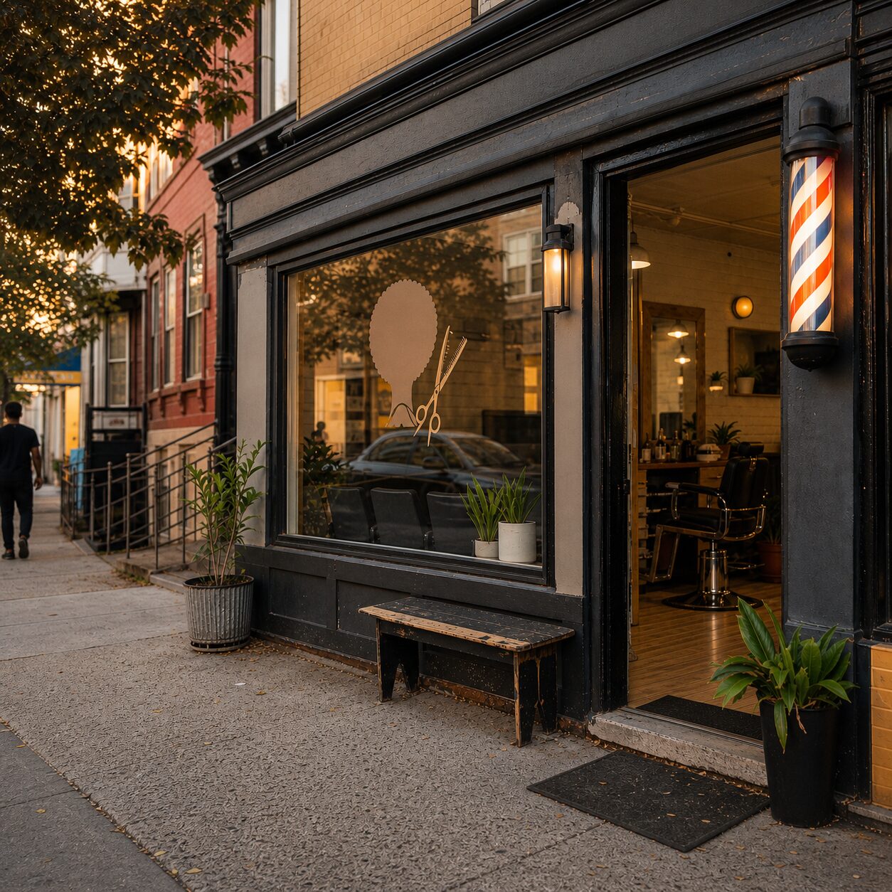 Quadratische Salonfront zwischen Fenster und Eingang