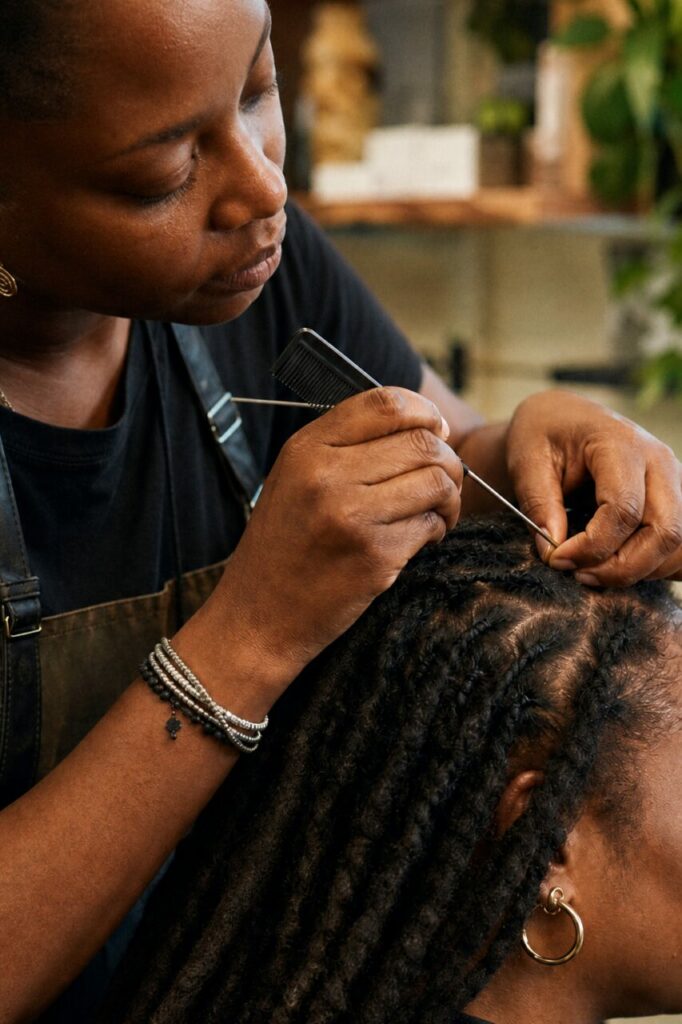 La coiffeuse entretient une loc