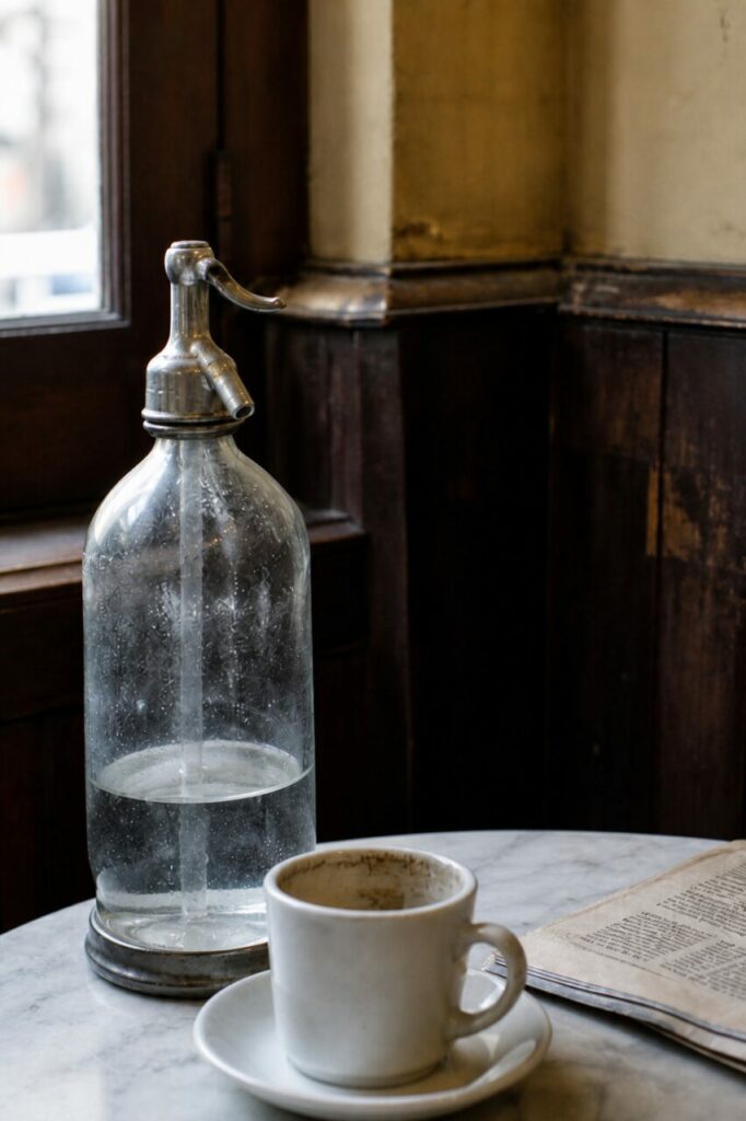 Gros plan sur le siphon et la tasse