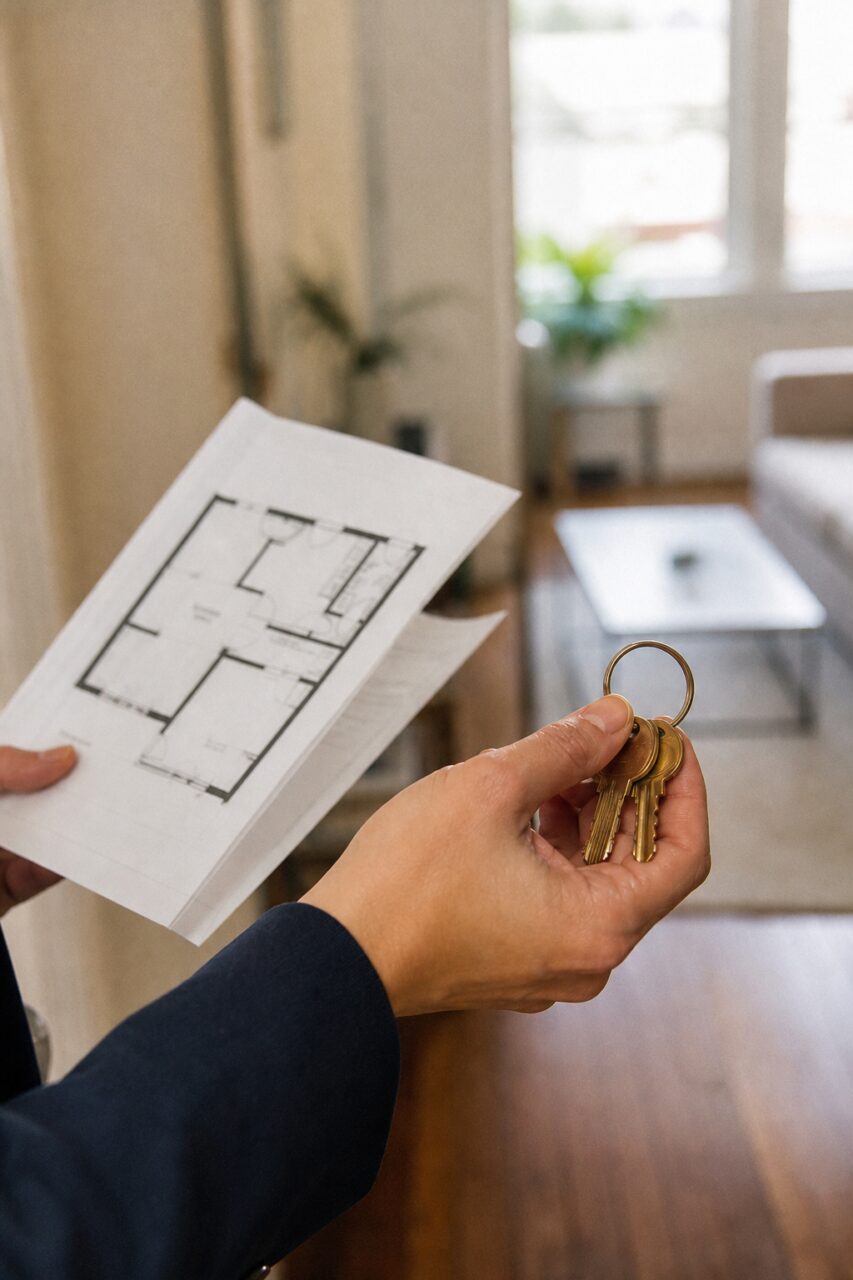 Close-up of a key ring during a San Francisco home viewing