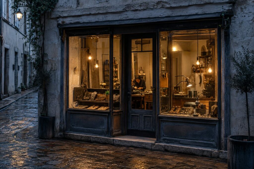 Atelier de joaillerie, plateaux de velours