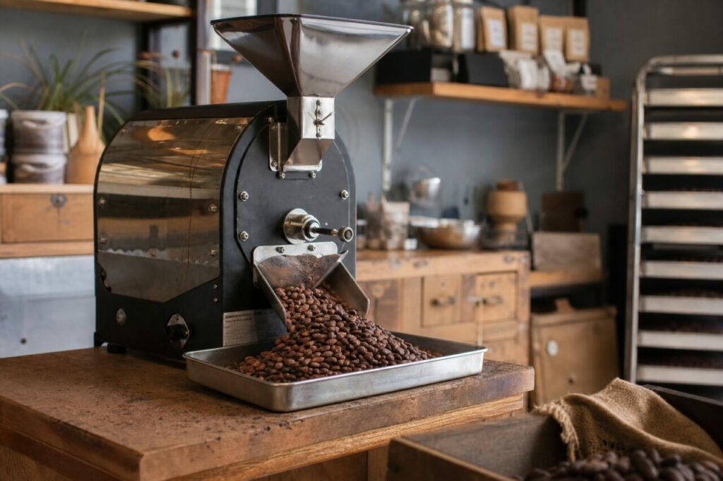 Bean-to-bar-machine met cacaobonen