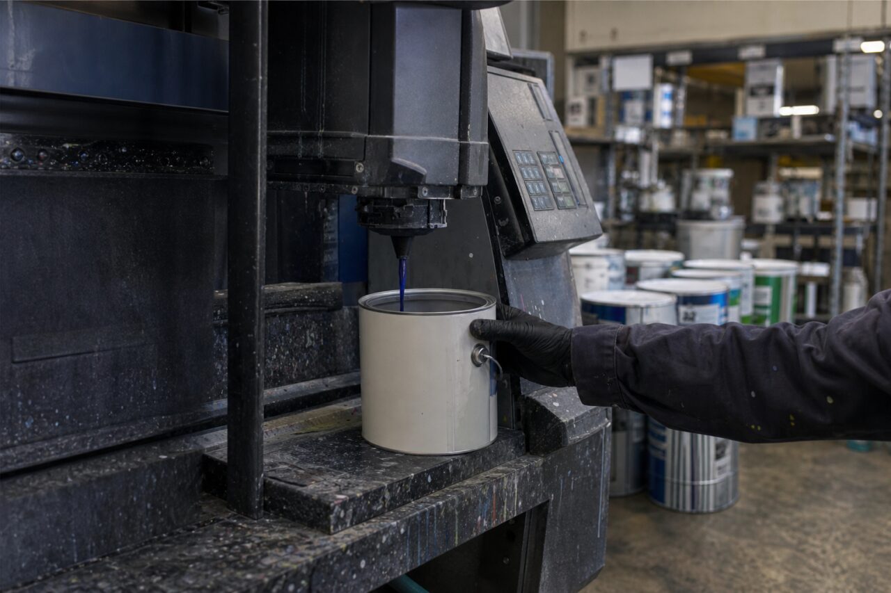 Doseermachine voor stellingen met blikken