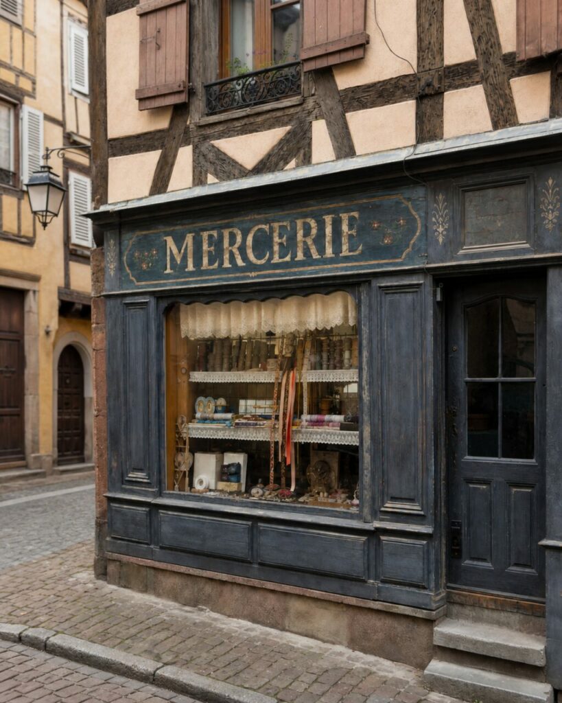 Mercerie de Colmar, Enseigne et fournitures colorées