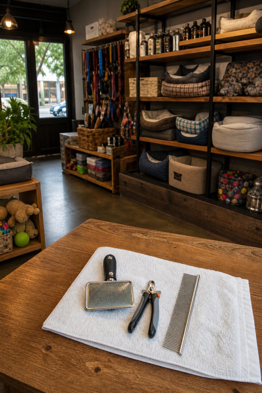 Verzorgingshulpmiddelen in een dierenwinkel