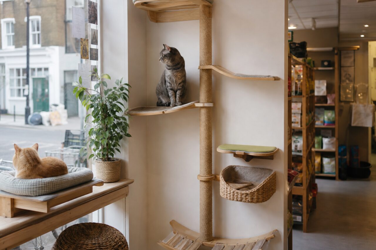 Klimwand voor katten met plateau en hangmat