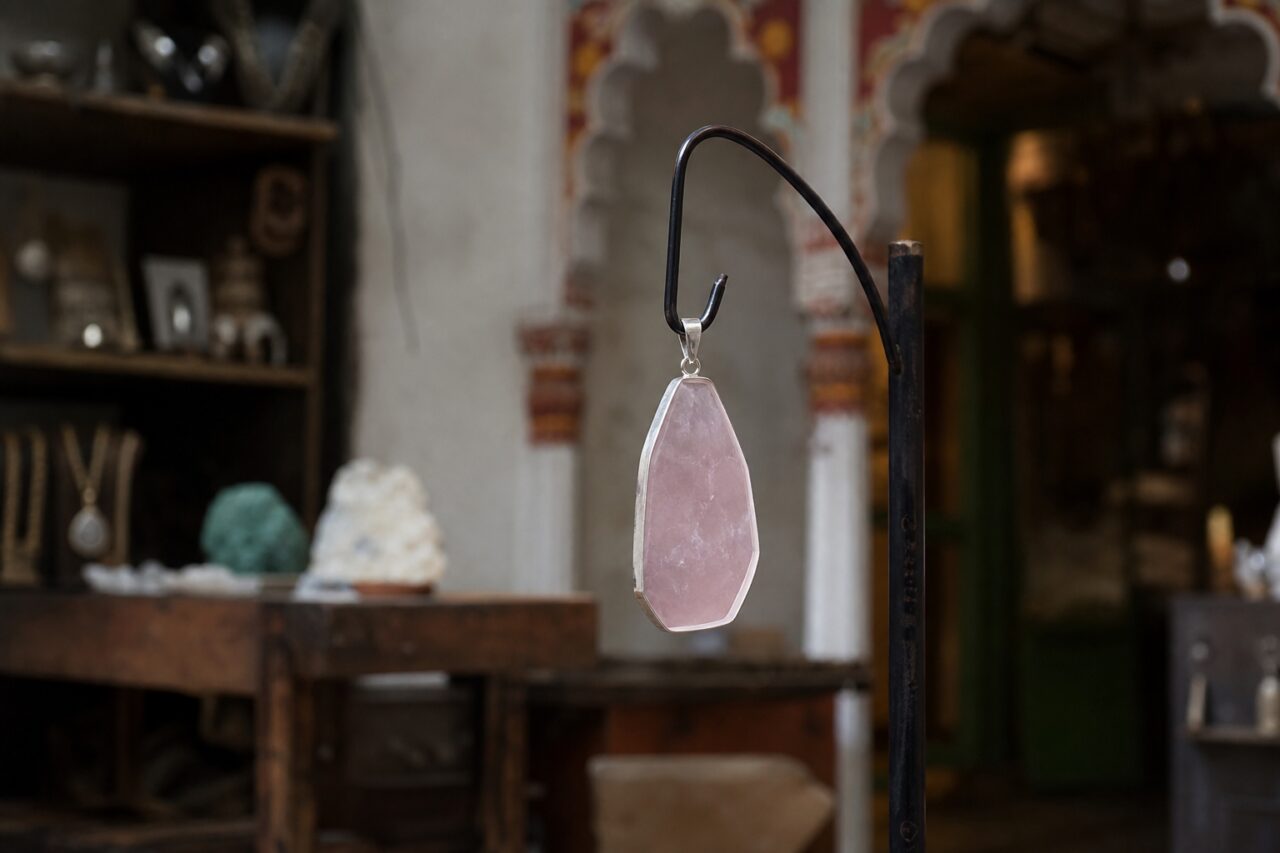 Pendentif rose suspendu dans la boutique