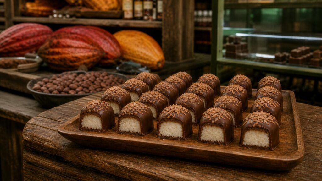 Plateau de pralines au chocolat et au coco