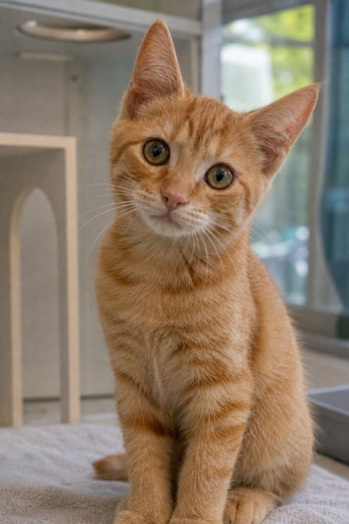Portrait rapproché d’un chaton roux