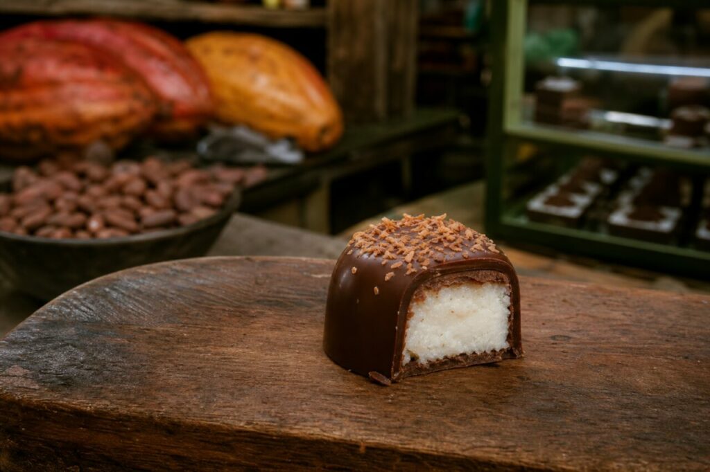 Praline au chocolat et cœur de noix de coco