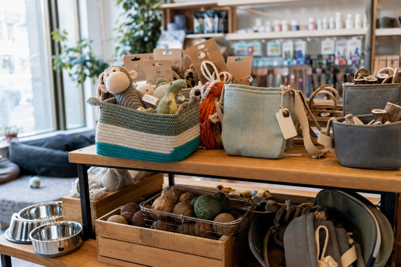 Pet toy and accessory shop shelf