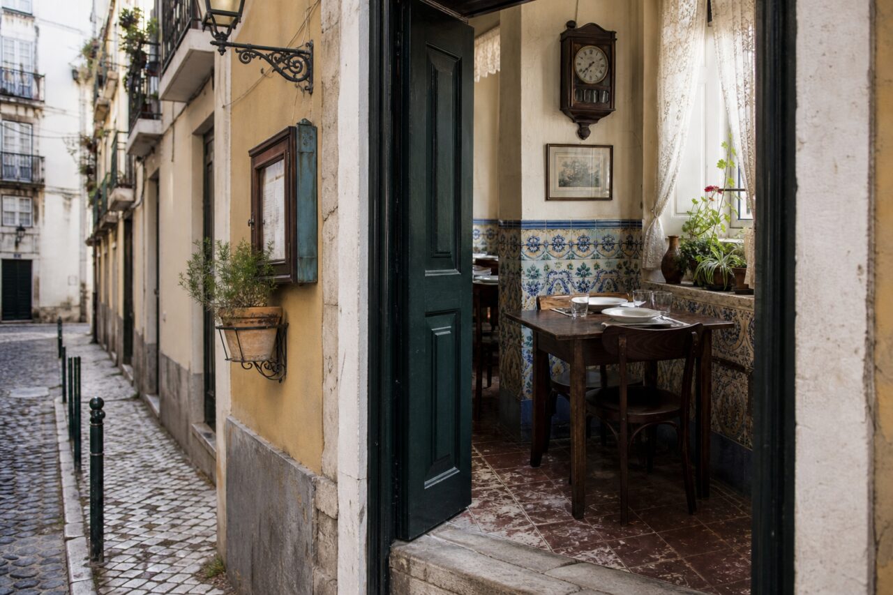Dining room seen through an open doorway