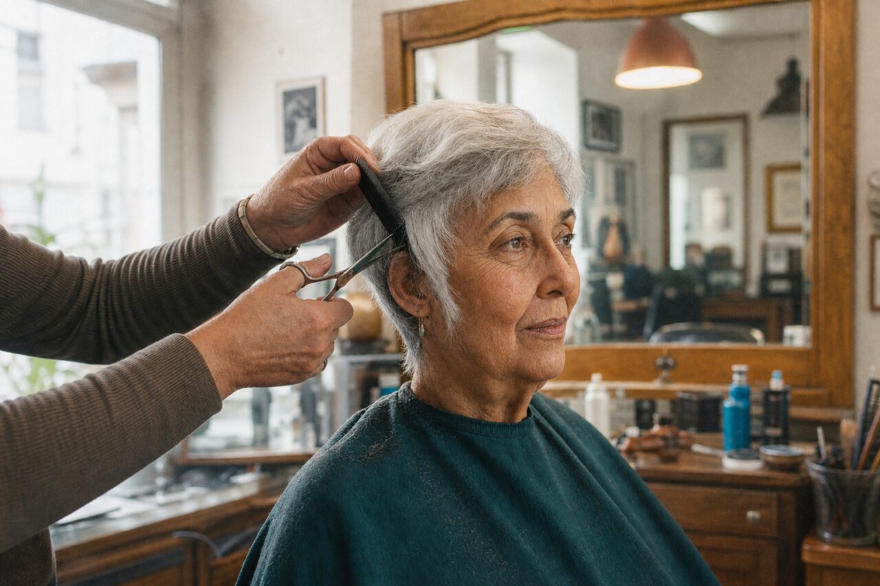 Ruim salonbeeld tijdens het knippen