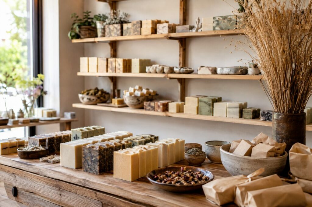 Dans l'atelier lumineux, les parfums se mêlent — savonnerie