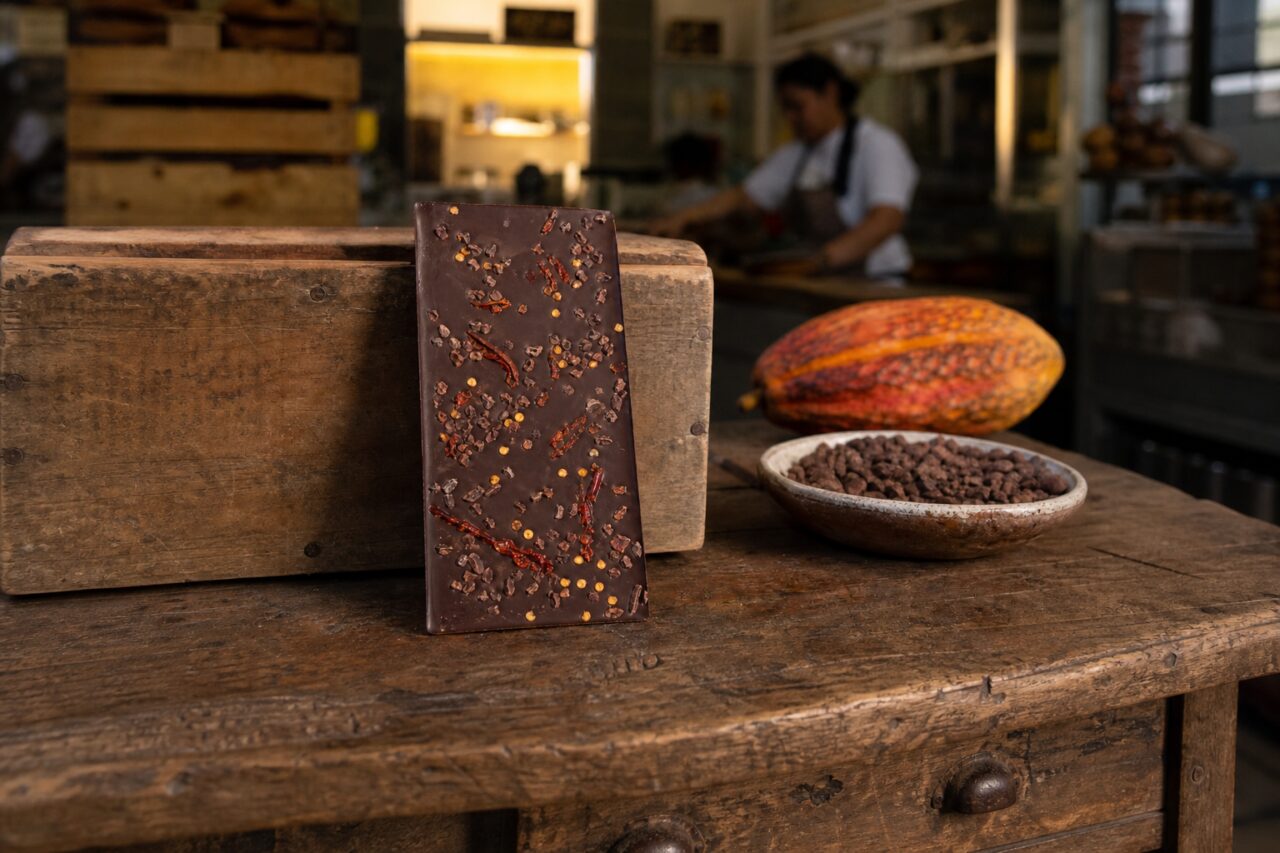 Chili chocolate bar in a workshop
