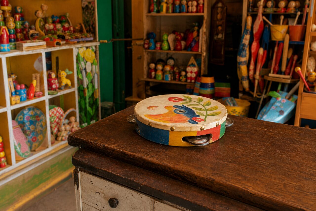 Tambourin peint dans une boutique de jouets