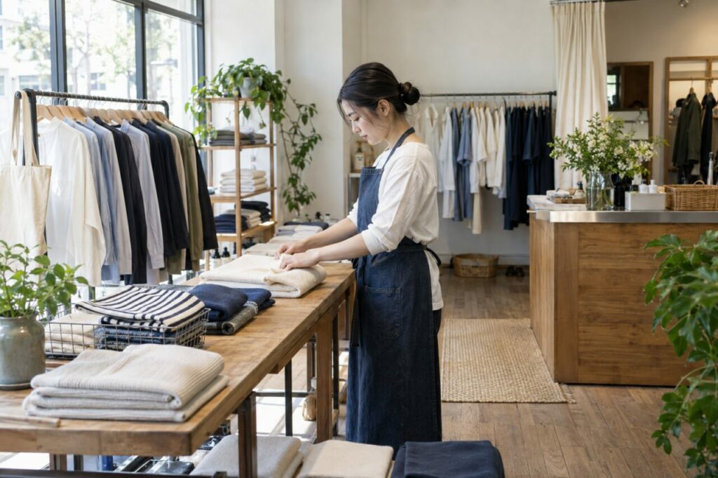 Independent textile dyeing shop — inside a clean independent textile shop