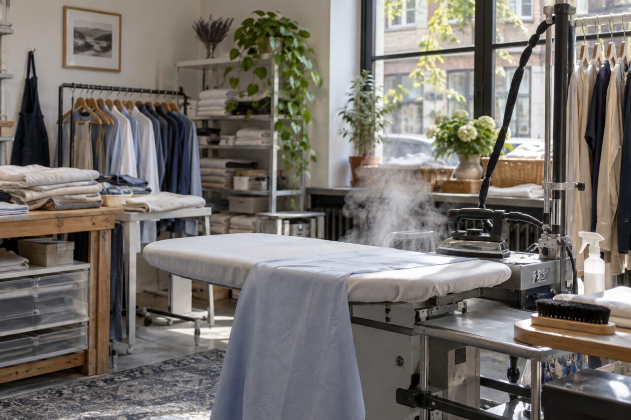 Tintoria indipendente — showing steam and pressing tools