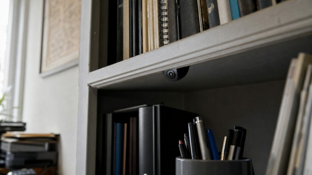 Wide view of the dome beneath a file-filled shelf
